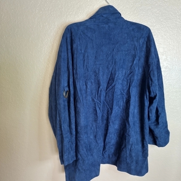 NWT ivy jane suede lapel pocket blue open jacket sz L - Picture 7 of 7